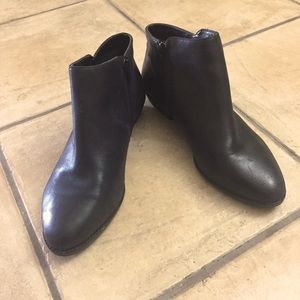 Flat Black Leather Booties